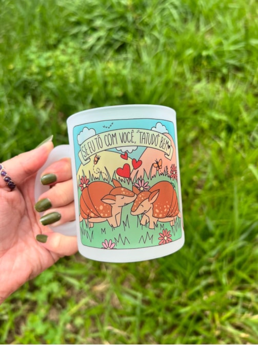 Caneca Tatu do Bem - Vidro Jateado
