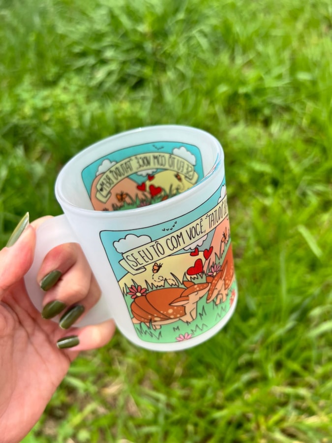 Caneca Tatu do Bem - Vidro Jateado — imagem 2