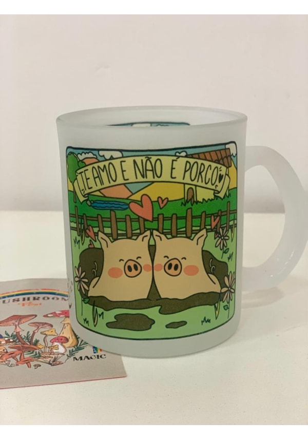 Caneca Te Amo e Não é Porco - Vidro Jateado
