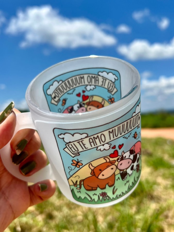 Caneca Te Amo Muuuito Vaquinha - Vidro Jateado — imagem 2