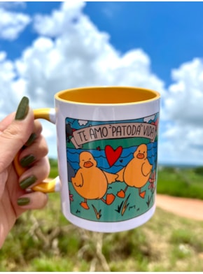 Caneca Te Amo Patodavida - Alça Amarela