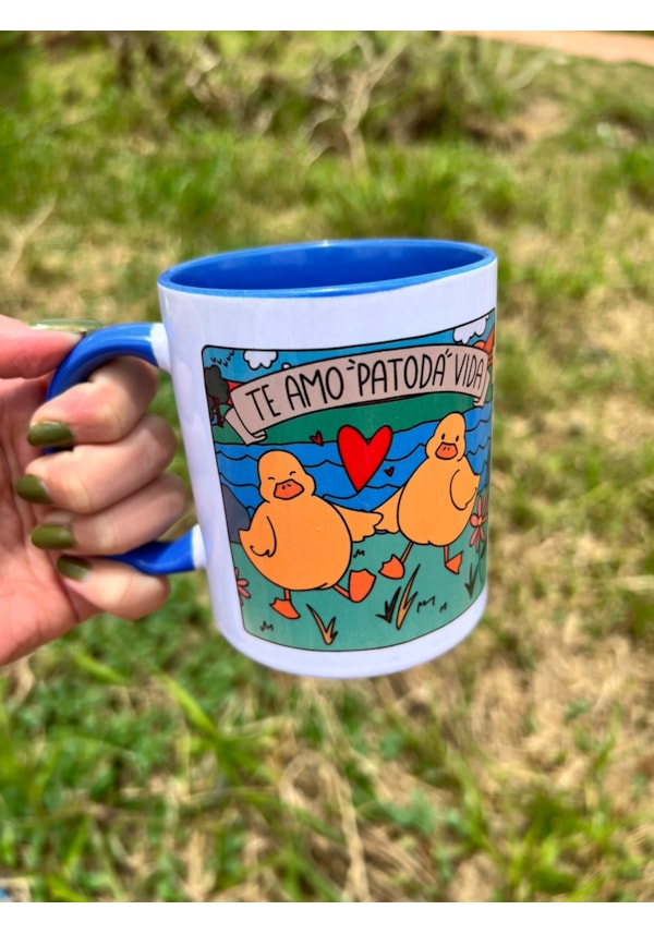Caneca Te Amo Patodavida - Alça Azul