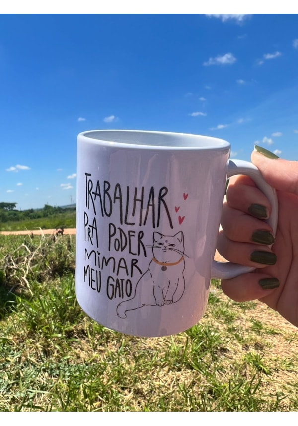 Caneca Trabalhar pra Mimar meu Gato
