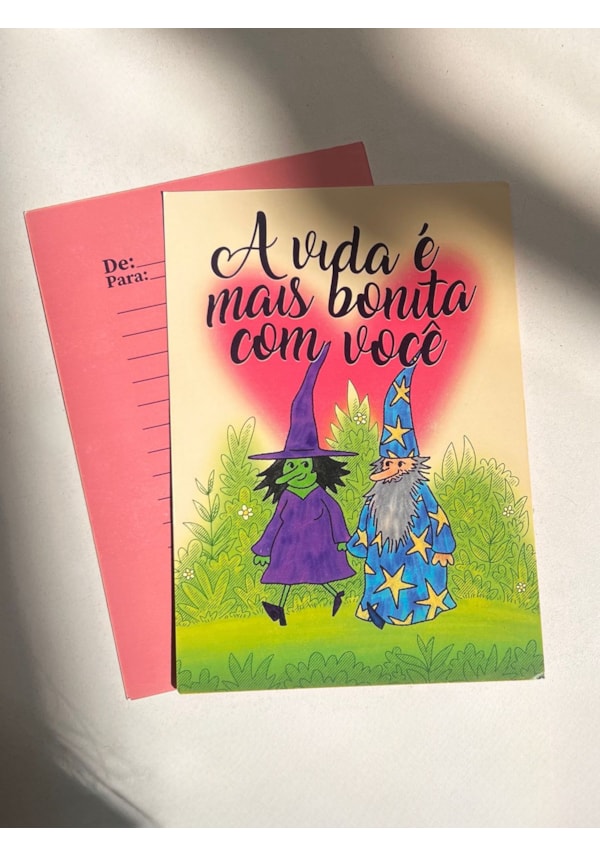 Cartão bruxa e mago vida mais bonita