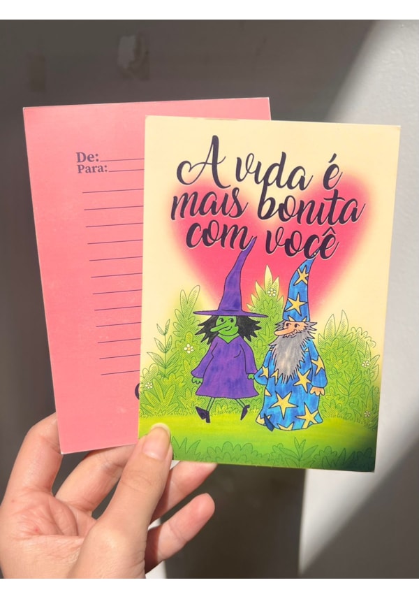 Cartão bruxa e mago vida mais bonita