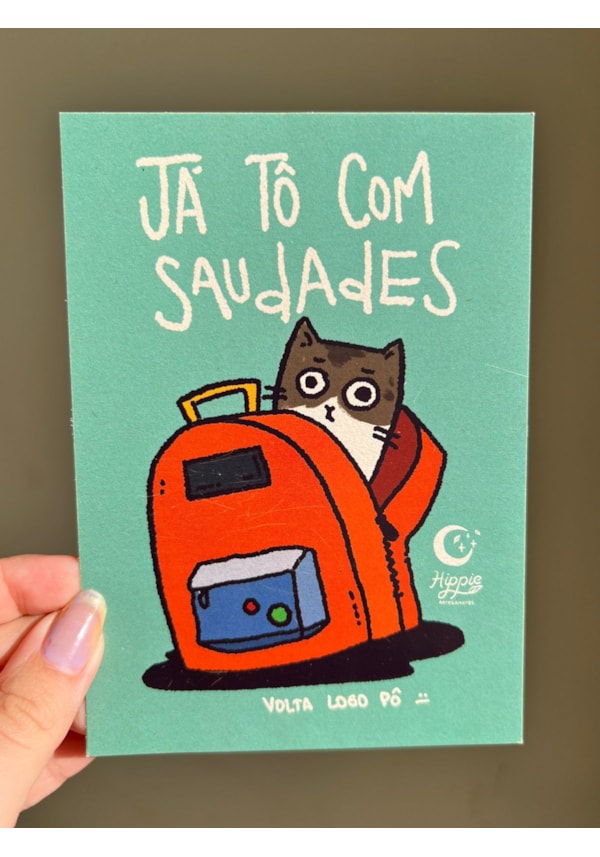 Cartão Gato com Saudade