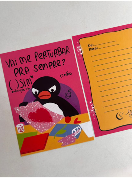 Cartão Pingu Você vai me perturbar pra sempre?