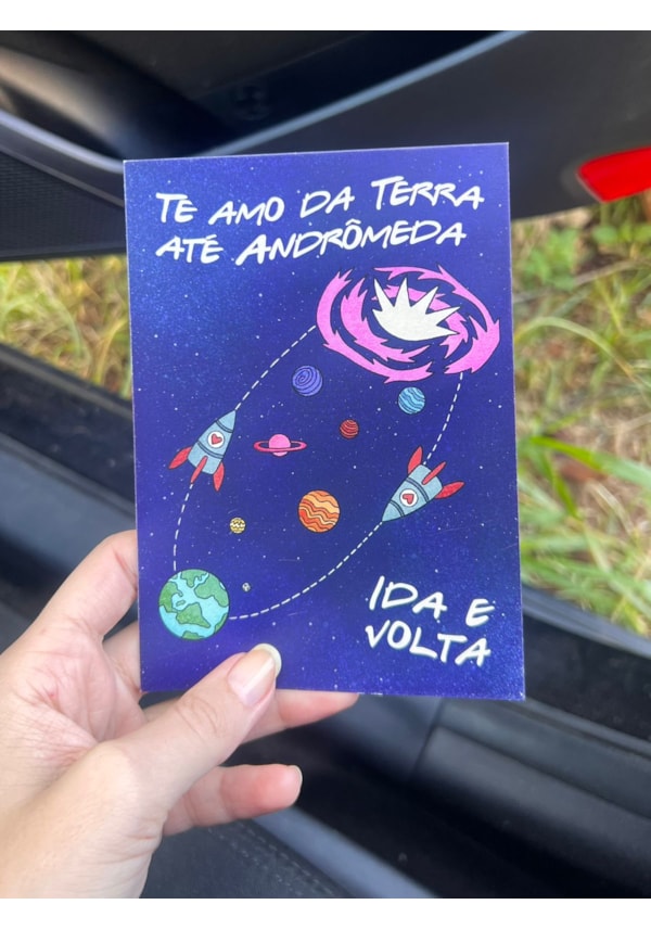 Cartão Te amo da terra até Andrômeda