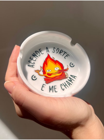 Cinzeiro Porcelana - Acende a Sorte e me Chama