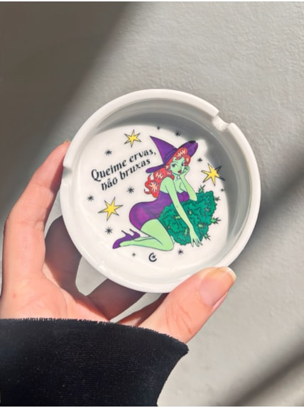 Cinzeiro Porcelana - Queime Ervas, Não Bruxas