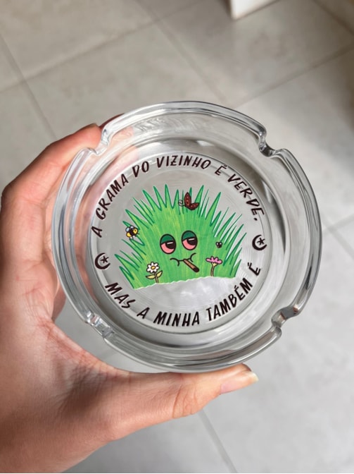 Cinzeiro Vidro - Grama Verde