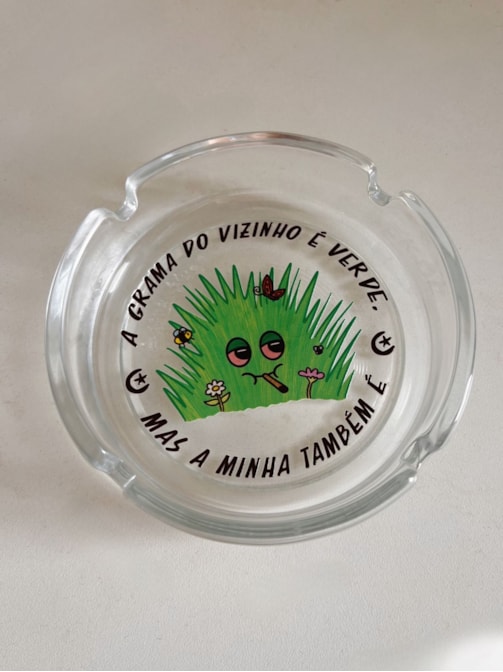 Cinzeiro Vidro - Grama Verde