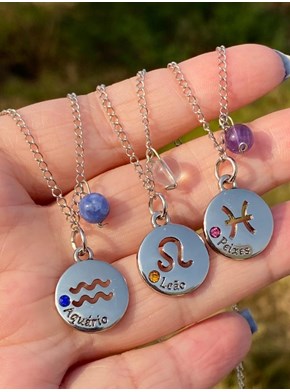 Colar Amuletos Cristais Signos - Escolha o Seu Colar Amuletos Cristais Signos - Escolha o Seu