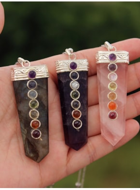 Colar Chakras Corrente Prateada