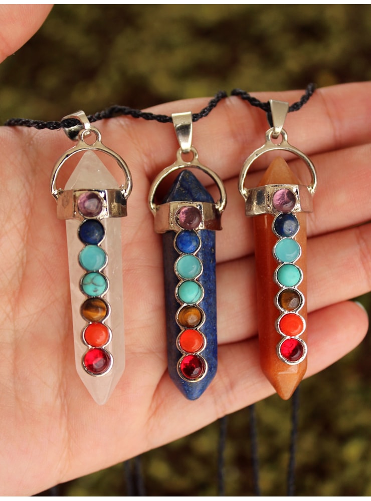 Colar Chakras Ponta Prateada — imagem 2