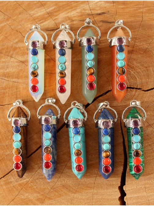 Colar Chakras Ponta Prateada
