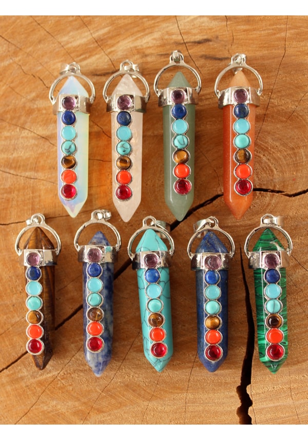 Colar Chakras Ponta Prateada
