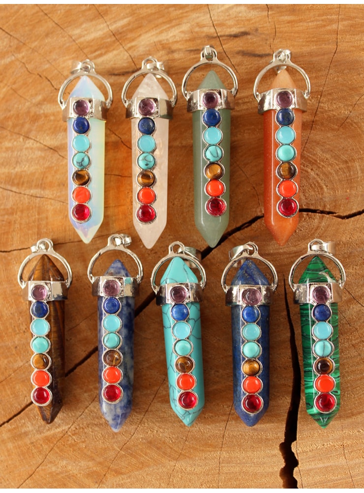 Colar Chakras Ponta Prateada — imagem 1