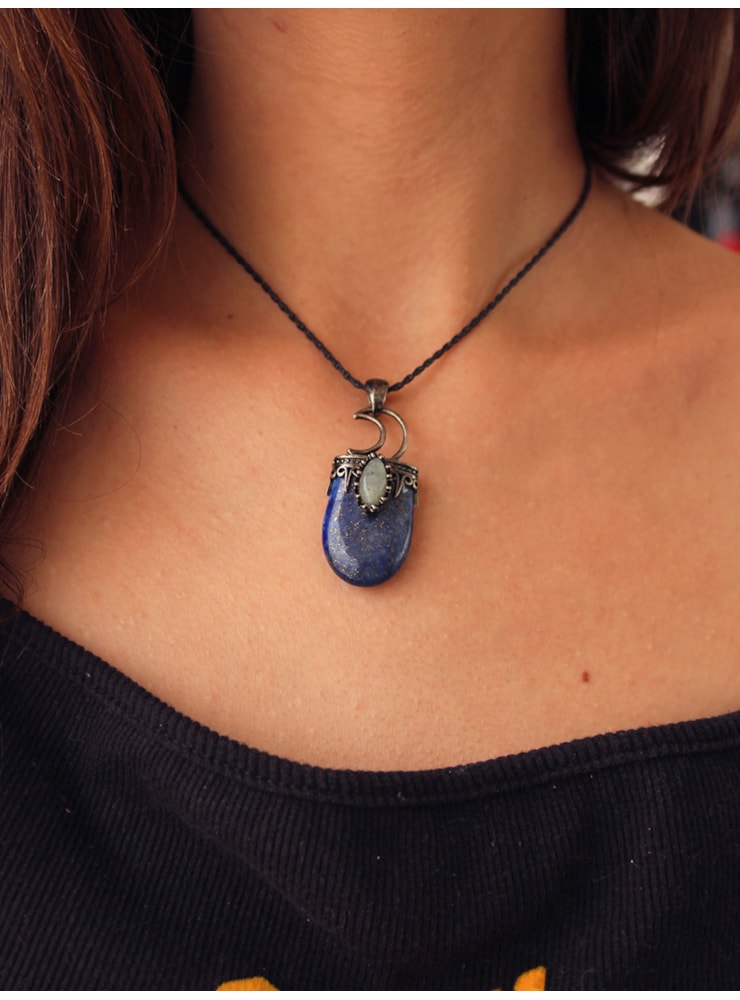 Colar com Pedra e Pingente Lua Escolha o Modelo:Modelo 4 — imagem 12