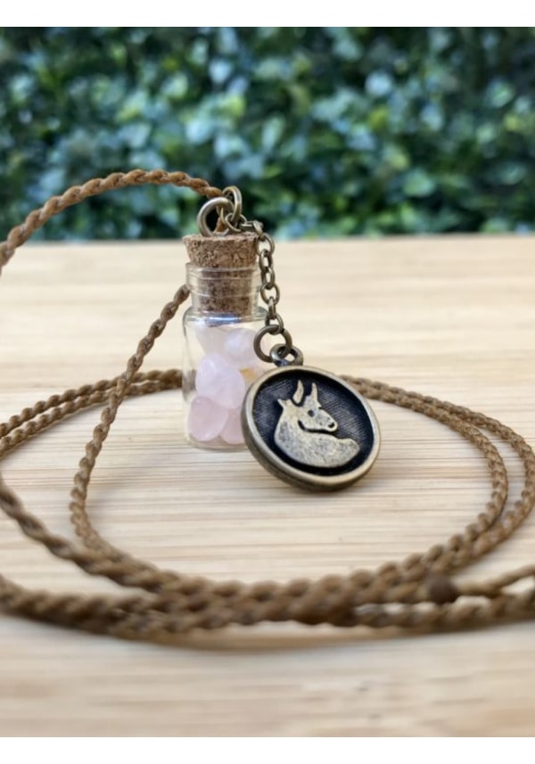 Colar Domo Signo Touro - Quartzo Rosa