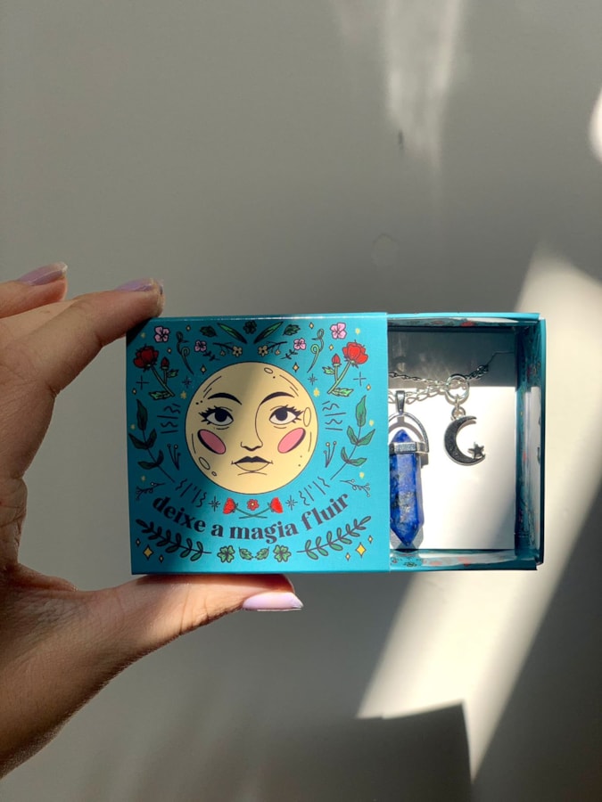 Colar Duplo Lápis Lazuli e Lua - Com Embalagem — imagem 2