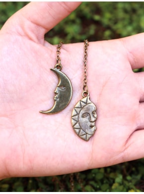 Colar estilo Gravatinha Sol e Lua