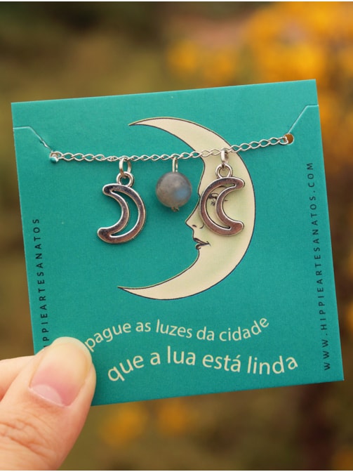 Colar Fases da Lua - Labradorita