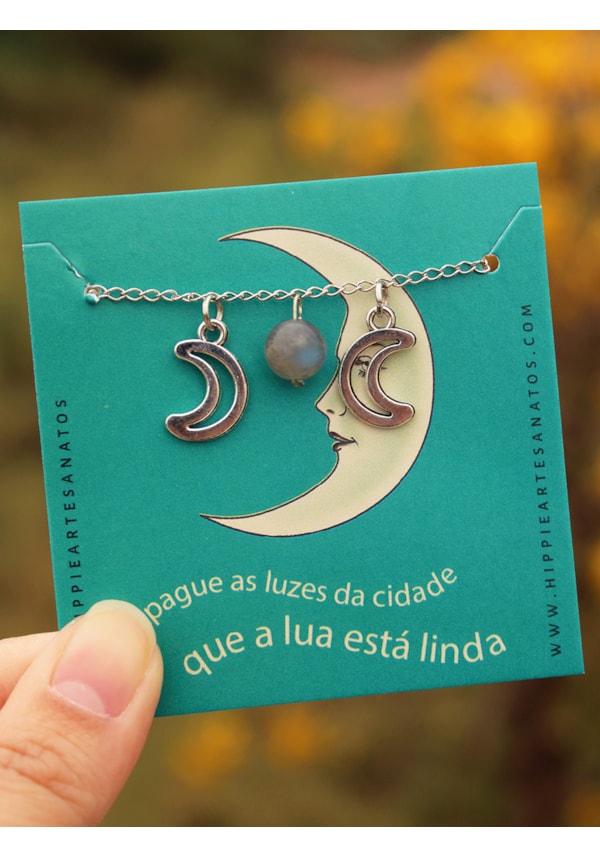 Colar Fases da Lua - Labradorita