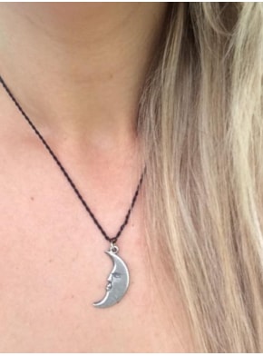 Colar Sol / Lua Prateada - HIPPIE ARTESANATOS