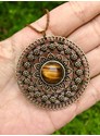 Colar mandala bronze com Pedra Olho de Tigre