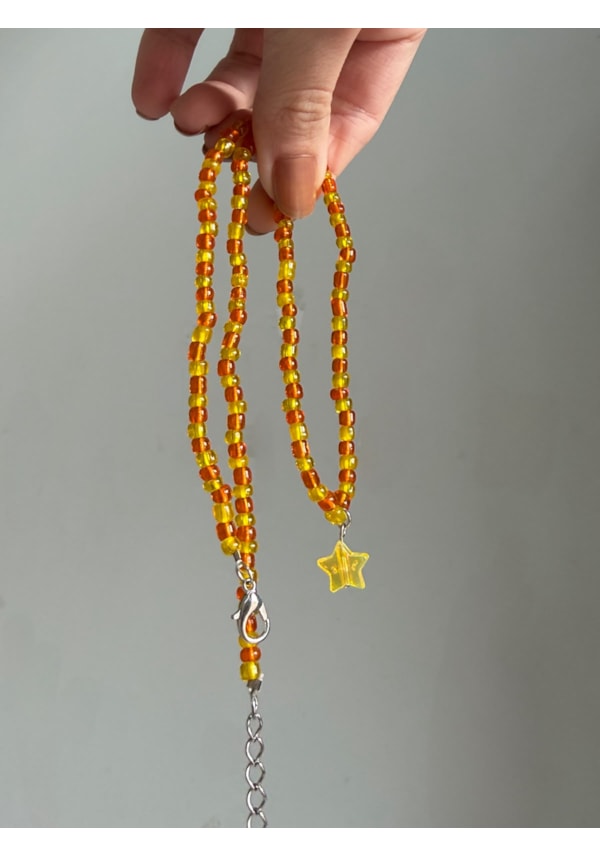 Colar Miçangas Estrela Amarela