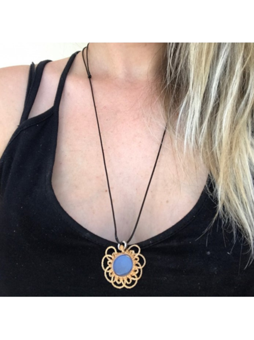 Colar Pedra da Lua Macramê Mandala