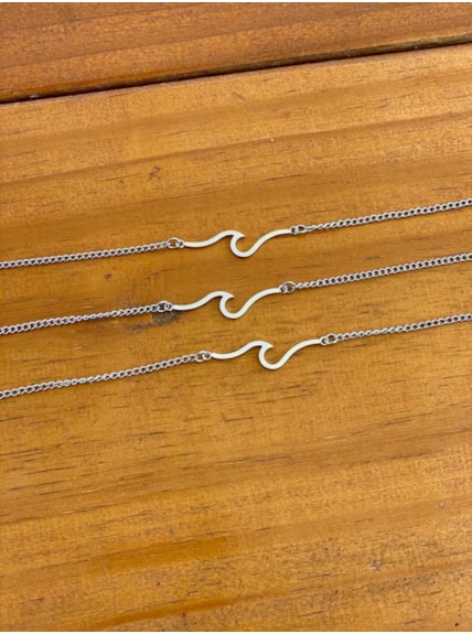 Colar, Pulseira ou tornozeleira Onda em Aço Inox