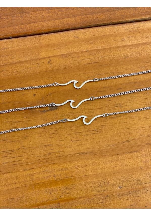Colar, Pulseira ou tornozeleira Onda em Aço Inox