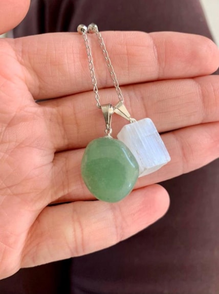 Colar Saúde e Limpeza - Quartzo Verde e Selenita