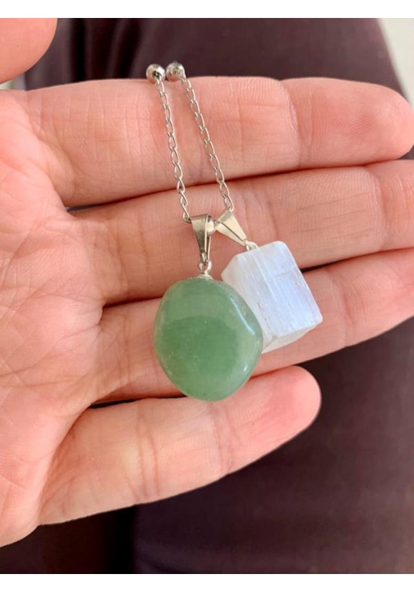 Colar Saúde e Limpeza - Quartzo Verde e Selenita