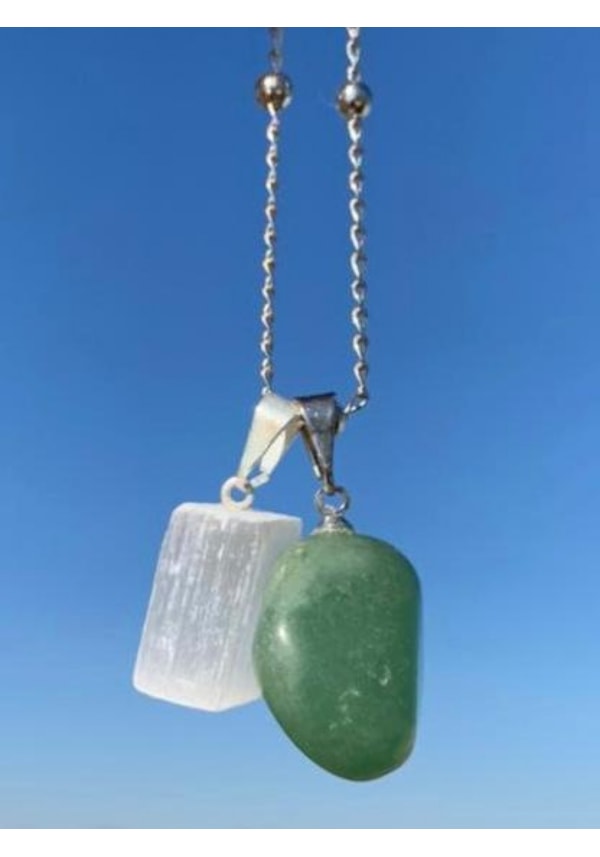 Colar Saúde e Limpeza - Quartzo Verde e Selenita