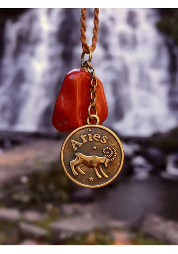 Colar Signo Áries - Pedra Jaspe
