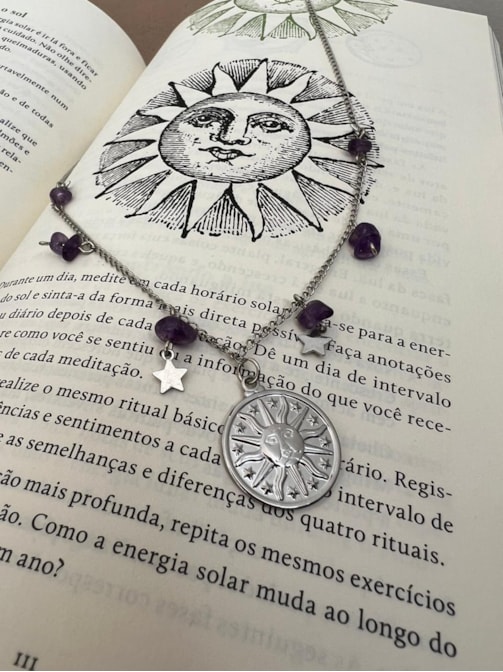 Colar Sol Estrelado com Ametista