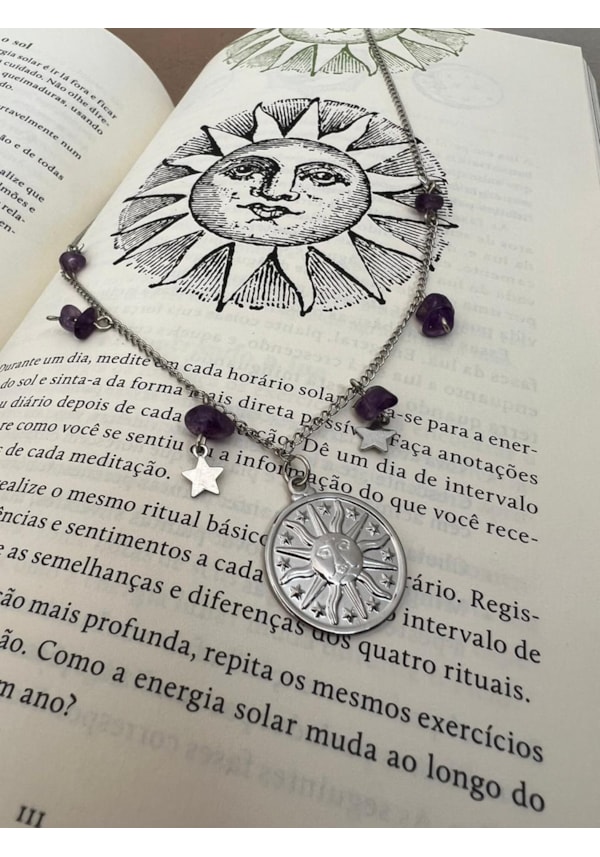 Colar Sol Estrelado com Ametista