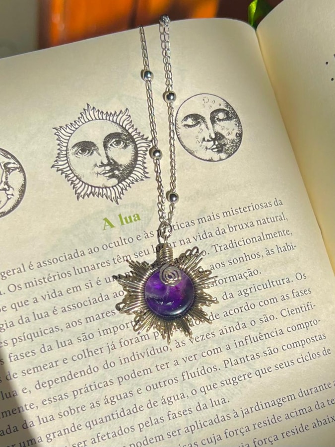 Colar Sol Hippie Ametista - Arame — imagem 1