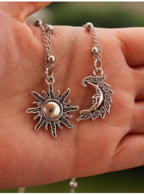Colar Sol / Lua Prateada