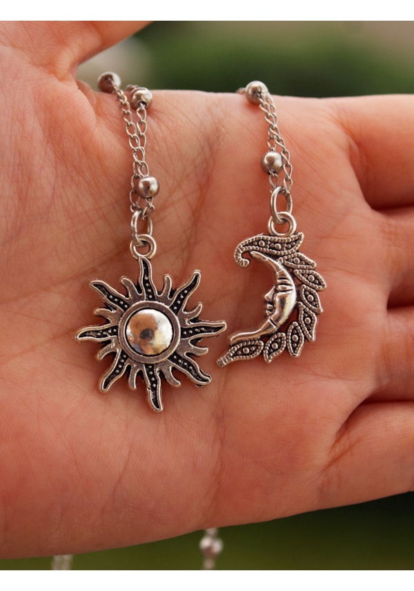 Colar Sol / Lua Prateada