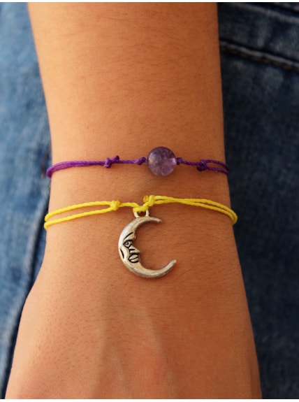 Conjunto 2 Pulseiras Lua com Ametista