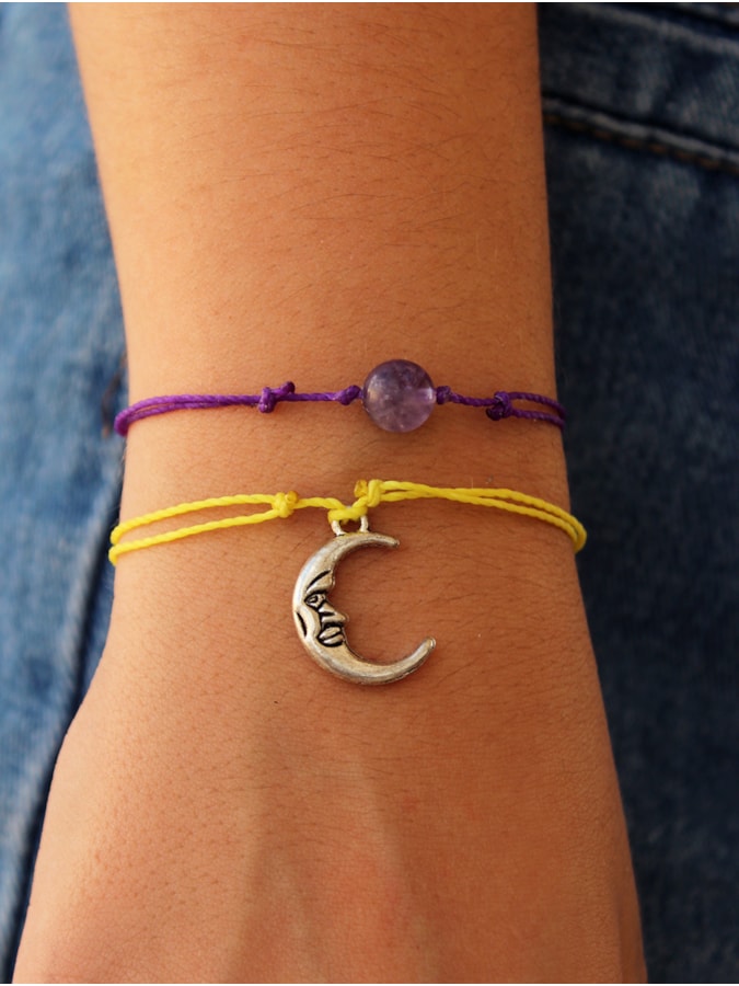 Conjunto 2 Pulseiras Lua com Ametista — imagem 2