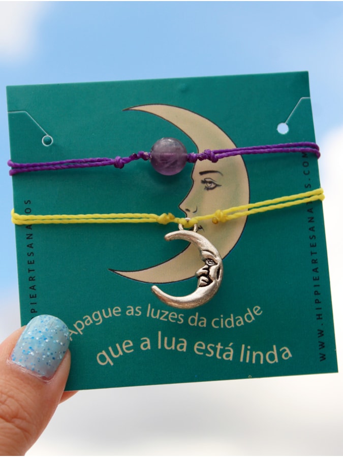 Conjunto 2 Pulseiras Lua com Ametista — imagem 1