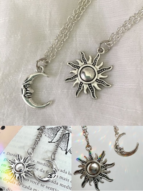 Conjunto Colares de Amuleto Sol e Lua