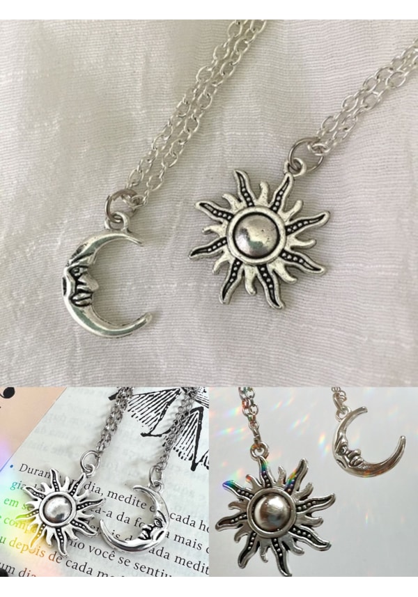 Conjunto Colares de Amuleto Sol e Lua