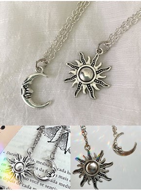 Conjunto Colares de Amuleto Sol e Lua
