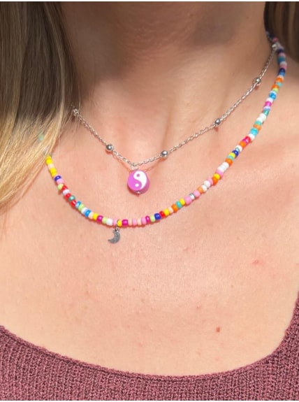 Conjunto Colares Miçanga e Yin Yang